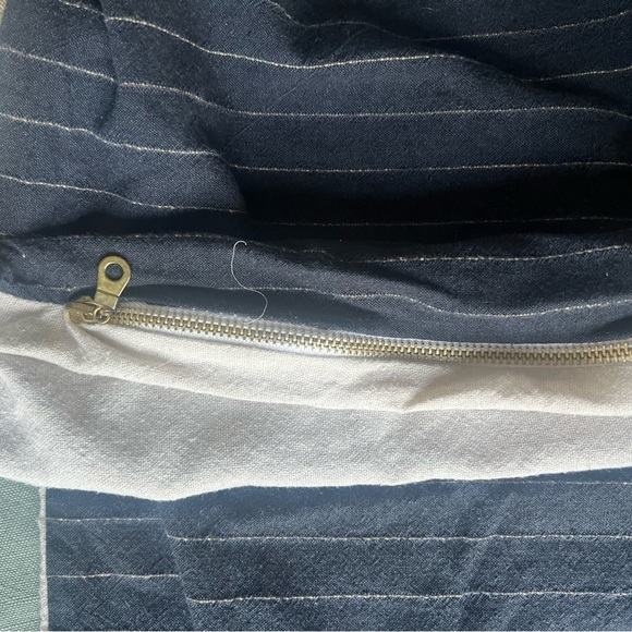 Shabby chic navy and tan pinstripe pillow covers - Picture 4 of 5